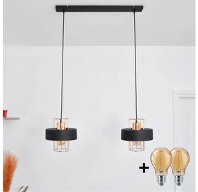LED Luster na lanku VOLTA 2xE27/15W/230V čierna/zlatá