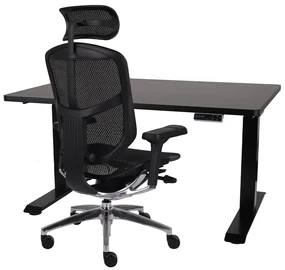 Grospol - Herný set: Kreslo Enjoy 2 BS Black + Nastaviteľný stôl Alto 101 Black