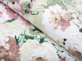 Biante Dekoračný obdĺžnikový obrus PM-018 Maľované kvety na zelenom 50x100 cm