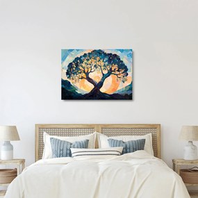 Sklenený obraz – Mozaika – slnko a strom II. (70x50 cm)