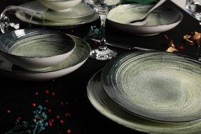Porcelánová jedálenská súprava 24 ks Sat čierna/zelená