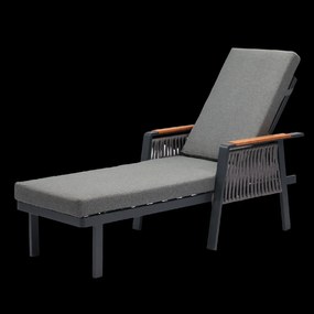 Garden Line Hliníkové záhradné kreslo „SKOPJE“ 200 x 70 x 32/83 cm, sivá farba *8116