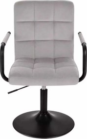 LuxuryForm DESIGN Otočná stolička VERONA BLACK VELUR na čiernom tanieri - svetlosivá