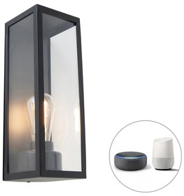 Inteligentná vonkajšia nástenná lampa čierna so sklom vrátane WiFi ST64 - Rotterdam Long