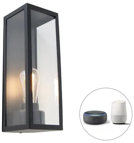 Inteligentná vonkajšia nástenná lampa čierna so sklom vrátane WiFi ST64 - Rotterdam Long
