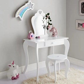 Detský toaletný stolík na maľovanie v bielej farbe