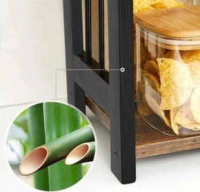 Stojan na korenie s 3 úrovňami, kuchynská polica, rustikálna hnedá