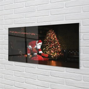 Sklenený obraz Ozdoby na vianočný stromček darčeky Claus 120x60 cm
