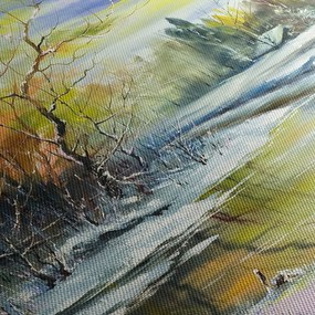 Obraz zimnej rieky, olejomaľba (120x50 cm)