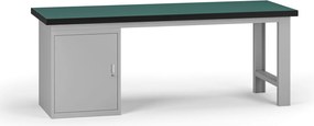 Pracovný stôl do dielne G8, 2100 x 750 x 800 mm, 1x skrinka, sivá