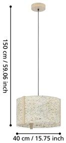 Eglo 390323 - Luster na lanku HONTONGAS 1xE27/25W/230V béžová