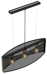 Luster na lanku KAGA 3xE27/60W/230V čierna/zlatá