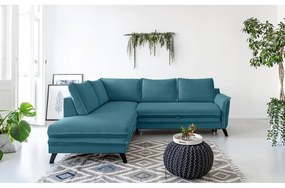 Tyrkysovomodrá rozkladacia rohová pohovka Miuform Charming Charlie L, ľavý roh