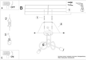 Stropné svietidlo Knot 3, čierne telo svietidla