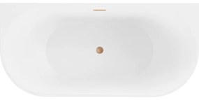 Mexen Oval, voľne stojaca nástenná vaňa 180 x 80 cm, biela-čierna, medený prepad, 52671808075-65