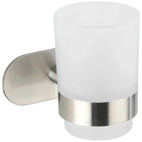 Samodržiaci sklenený téglik na zubné kefky v matne striebornej farbe Orea – Wenko