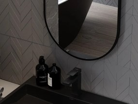 Mexen Loft oválne kúpeľňové zrkadlo 85 x 50 cm, čierny rám - 9851-085-050-000-70