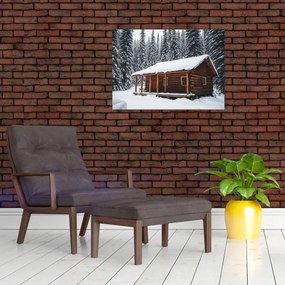 Obraz - Zasnežená chata (70x50 cm)