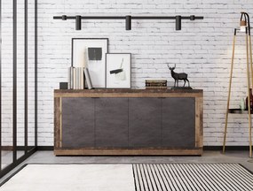 Komoda Lunea 180 cm šedá/dub Matera tmavý