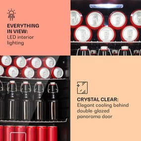 Klarstein Beersafe XL, chladnička, 60 l, 2 police, dvojitá izolácia panoramatických dvierok, nehrdzavejúca oceľ