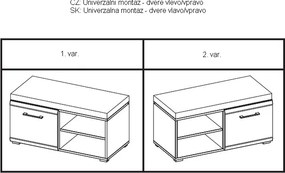 Botník Funny, dub strieborný/biely