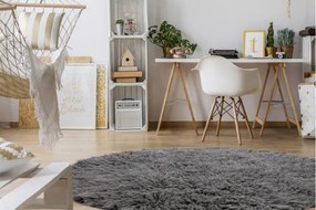 Koberec FLOKATI vlna kruh sivý