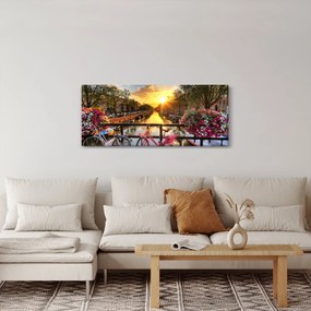 Obraz - Východ slnka v Amsterdame (120x50 cm)
