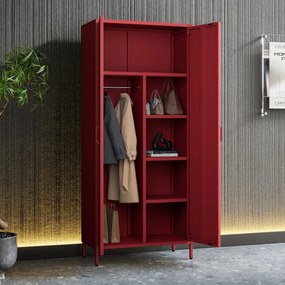 Šatníková skriňa FLAVIO, 800 x 1850 x 450 mm, Modern: červený farba