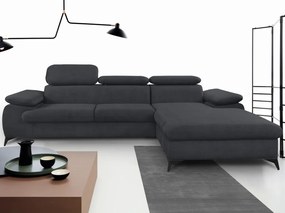 Rohová sedacia súprava Scala, antracitová šedá látka, pravý roh