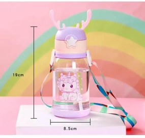 Detská plastová fľaša so slamkou UNICORN 600 ml