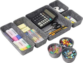 Organizéry na kozmetiku, na písacie potreby, na šperky, sada 8 ks, textilné - plstené