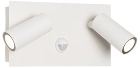 Vonkajšia nástenná lampa biela vrátane LED 2-svetlo senzor pohybu - Simon