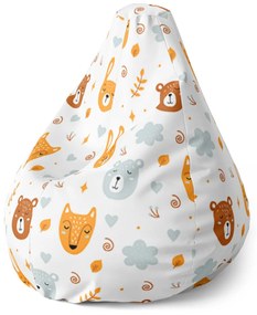 Sablio Sedací vak Pear Medveď a líška - 70 x 95 x 15 cm