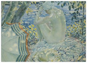 Sklenený obraz - Frederick Carl Frieseke, On the Bank, reprodukcia (70x50 cm)