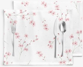 Goldea prestieranie na stôl 100% bavlnené plátno - kvitnúce sakury - sada 2ks 30 x 40 cm