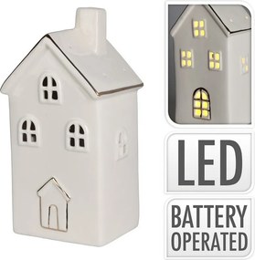Dekoračný biely dom s LED 21 cm