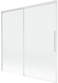 Mexen Rox, 2-krídlová posuvná vaňová zástena 160 x 150 cm, 8mm číre sklo, biely profil, 8C9-160-001-20-00