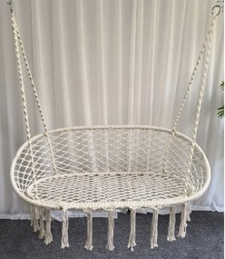 GARDEN LINE Dvojité závesné kreslo – hojdačka – béžové HAM5146