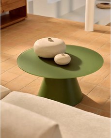 Zelený okrúhly konferenčný stolík so sklenenou doskou ø 80 cm Wilshire – Kave Home