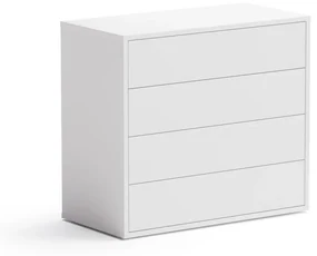 PLAN Kancelársky zásuvkový diel BLOCK White, nízky, 4 zásuvky, biela