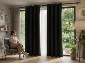 Čierny záves OXFORD 140x250 cm Zavesenie: Kovové krúžky