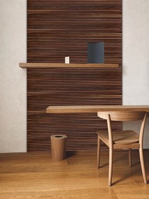 Drevený akustický panel, 2400 x 600 mm, čierny podklad, balenie 5 ks, orech