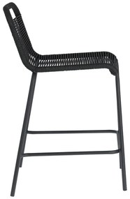 Čierna barová stolička s oceľovou konštrukciou Kave Home Glenville, výška 62 cm