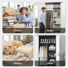 Uzamykateľná hospodárska skriňa antracitovo-biela DAWID 900 x 1850 x 450 mm