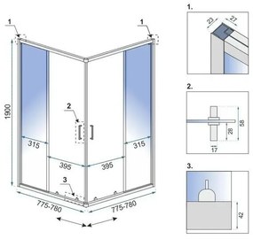 Rea City, sprchovací kút s posuvnými dverami 80(dvere) x 80(dvere) x 190 cm, zlatý matný profil + čierna sprchová vanička Savoy, KPL-K6447