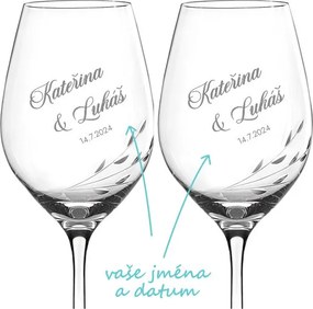 Svadobné poháre na víno Brúsené vetvičky 2 ks