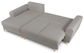 Svetlosivá rozkladacia/s úložným priestorom rohová pohovka z textílie buklé (ľavý roh/s leňoškou) Kyoto – Cosmopolitan Design