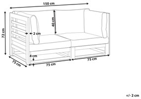2-miestna záhradná pohovka z akáciového dreva tmavé drevo TRANI Beliani