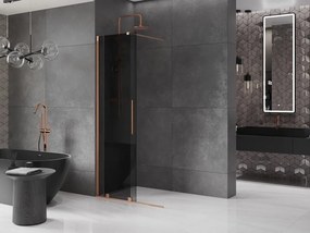 Mexen Velar, sprchová zástena s posuvnými dverami Walk-in 100 x 200 cm, 8mm šedé sklo, medená matná, 871-100-000-43-65