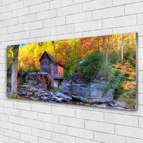 Obraz plexi Vodné mlyn jesenné les 125x50 cm